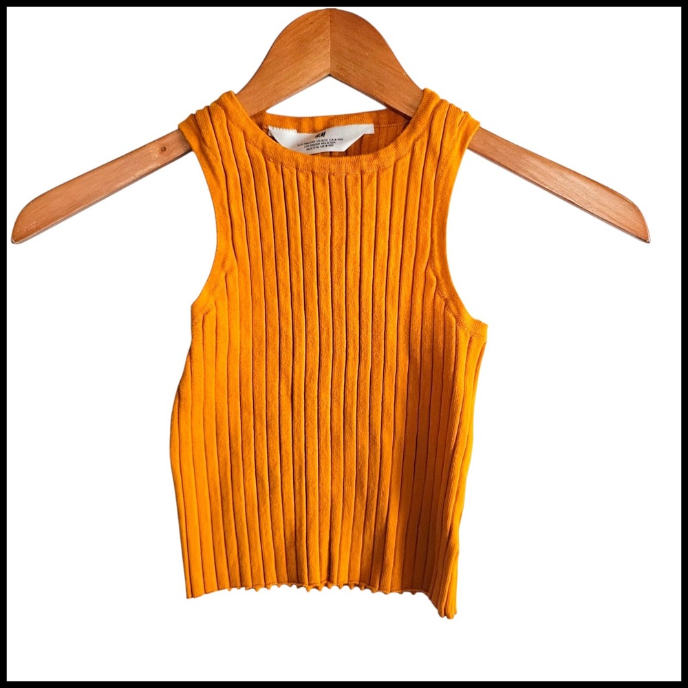 H&M Ribbed Tank Top Sleeveless Casual Basic Top Orange‎ Kids Size 8 10 Years